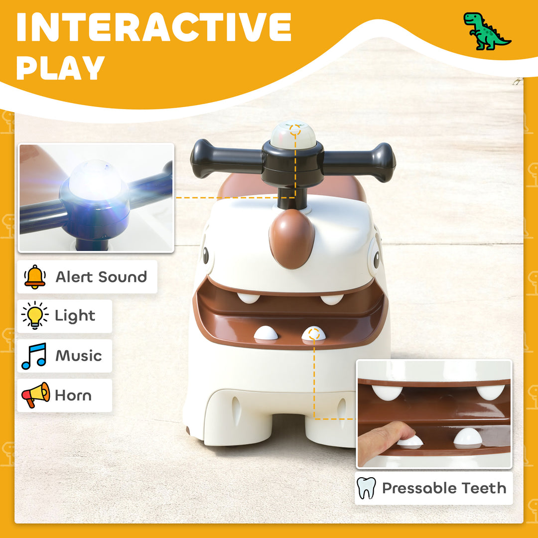 Kids Ride On Car, Dinosaur Foot to Floor Slider with Storage, Toddler Walker with Light, Sounds