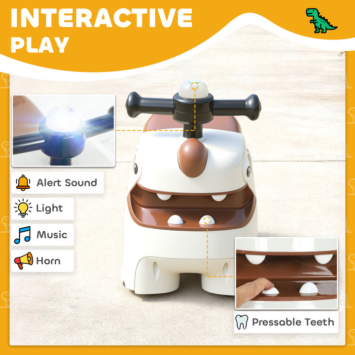 Kids Ride On Car, Dinosaur Foot to Floor Slider with Storage, Toddler Walker with Light, Sounds