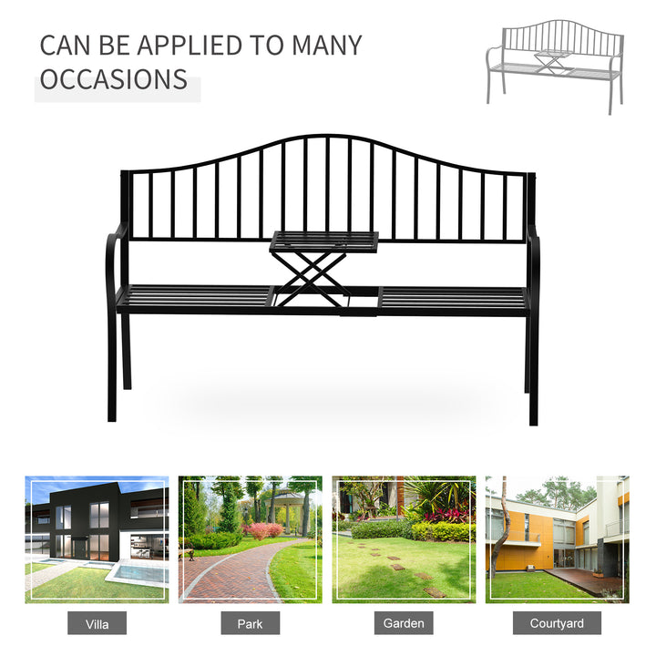 Metal Bench W/Table, 150Lx53Wx95H cm