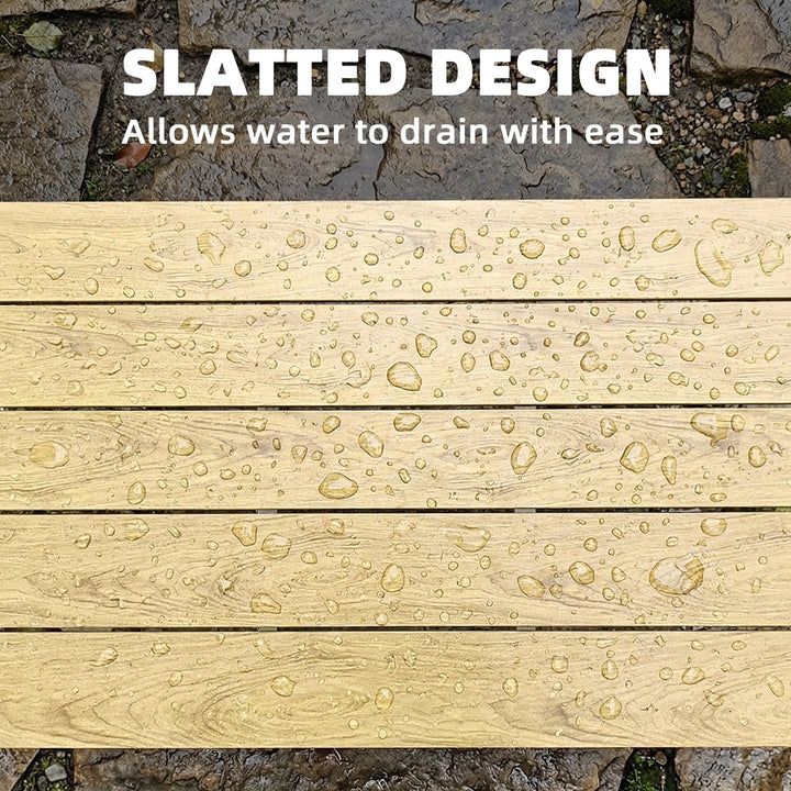 Outdoor Garden Coffee Table, Garden Table with Slatted Wood Plastic Co