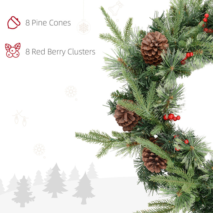 60" Cone and Berry Christmas Wreath, with LED Lights - view 6
