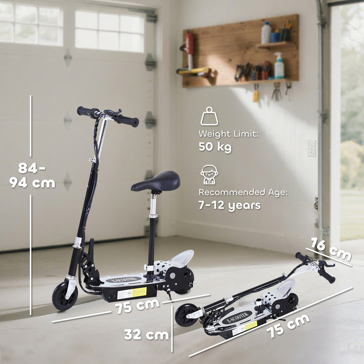 MCL Foldable Powered Scooter with Adjustable Seat, Brake, Black