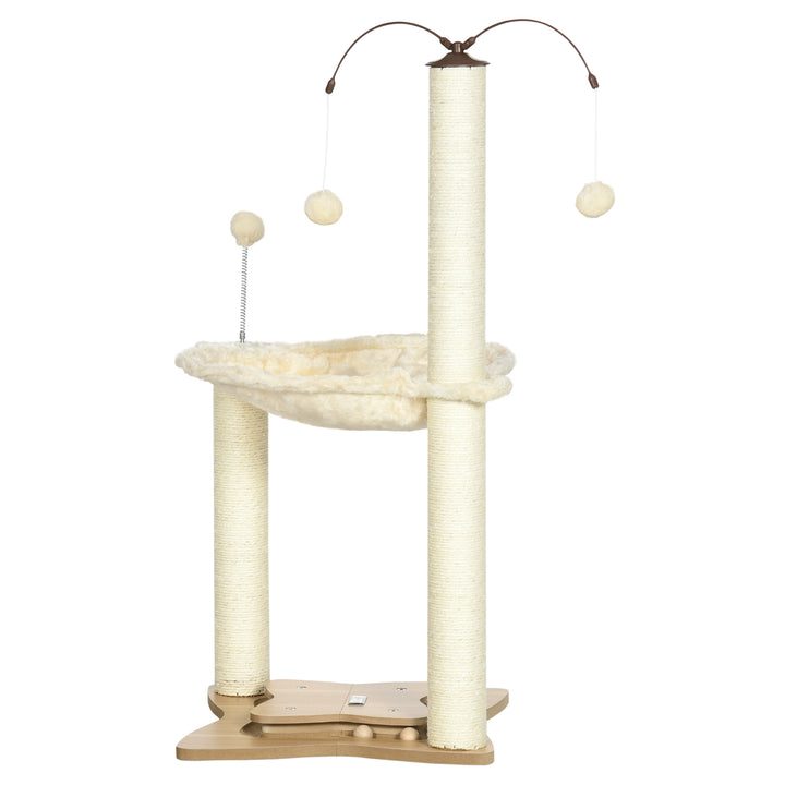 Cat Tree, with Scratching Posts, Hammock, Toy Ball - Beige