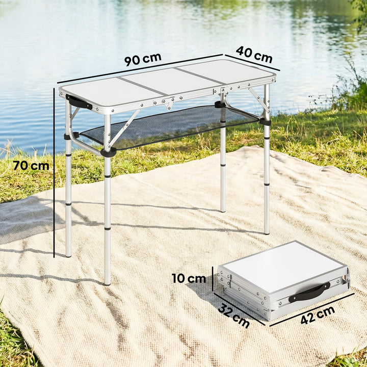 3ft Folding Camping Table, Picnic Table with Mesh Storage Layer, Carry