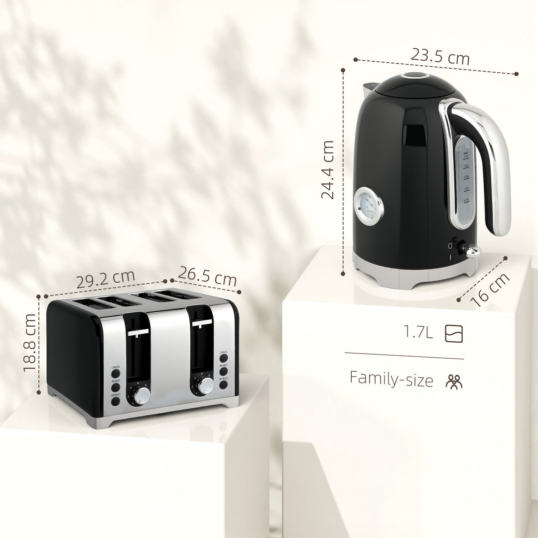 MCL Retro 3000W Kettle and Toaster Set - Black