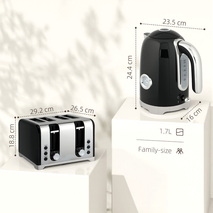 MCL Retro 3000W Kettle and Toaster Set - Black