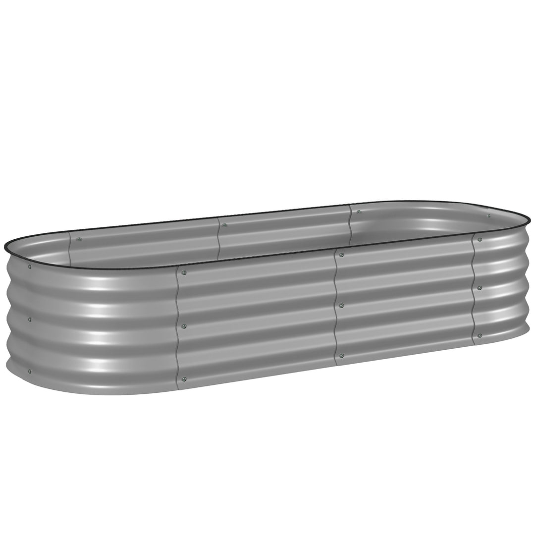 Galvanised Raised Garden Bed, Metal Planter Box with Safety Edging, fo