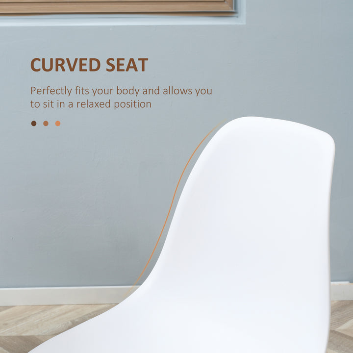 MCL Modern Dining Chairs Set of 4, Kitchen Chairs with Backrest and Steel Legs for Dining Room, Living Room, White