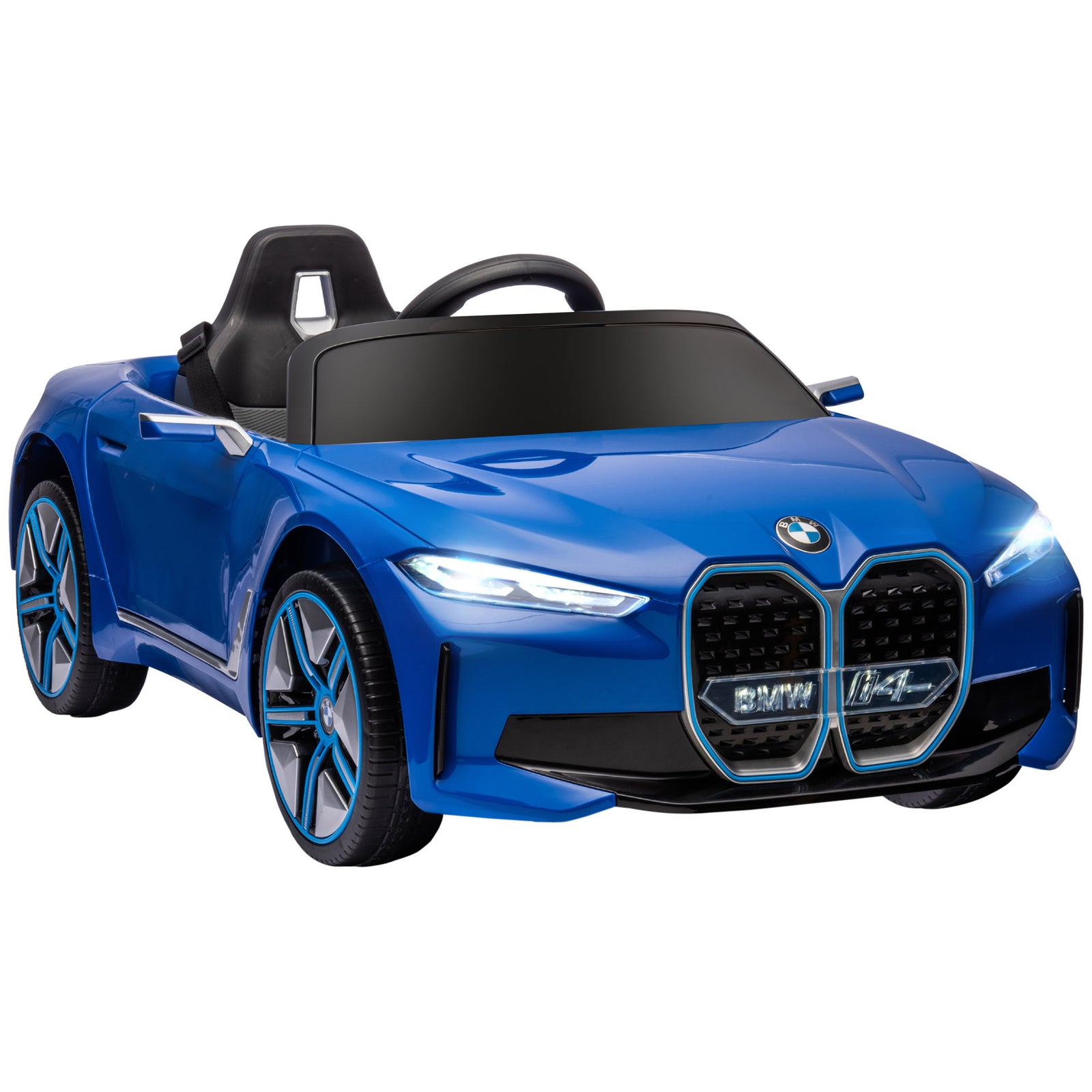 BMW i4 Licensed 12V Kids Electric Ride-On Car, Blue
