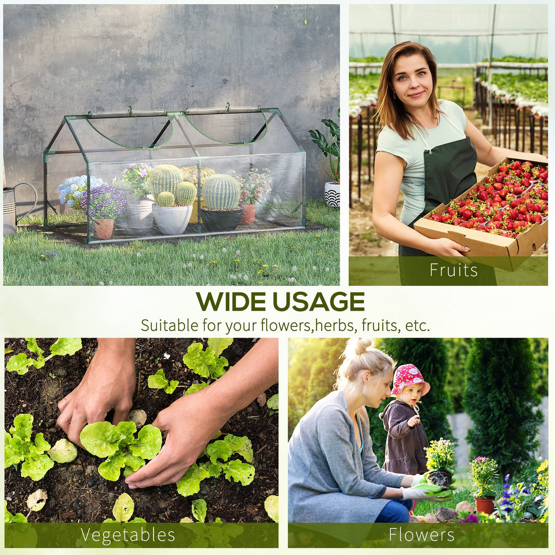 MCL Mini Greenhouse Portable Flower Planter Vegetable Grow House for Garden with Zipped Windows, 120 x 60 x 60 cm, Clear