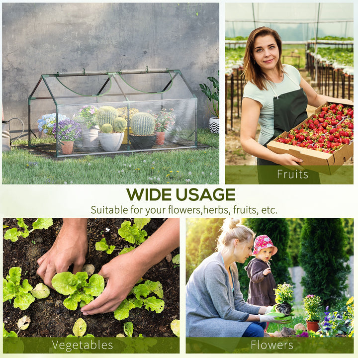 Mini Greenhouse Portable Flower Planter Vegetable Grow House for Garden Backyard with Zipped Windows, 120 x 60 x 60 cm, Clear