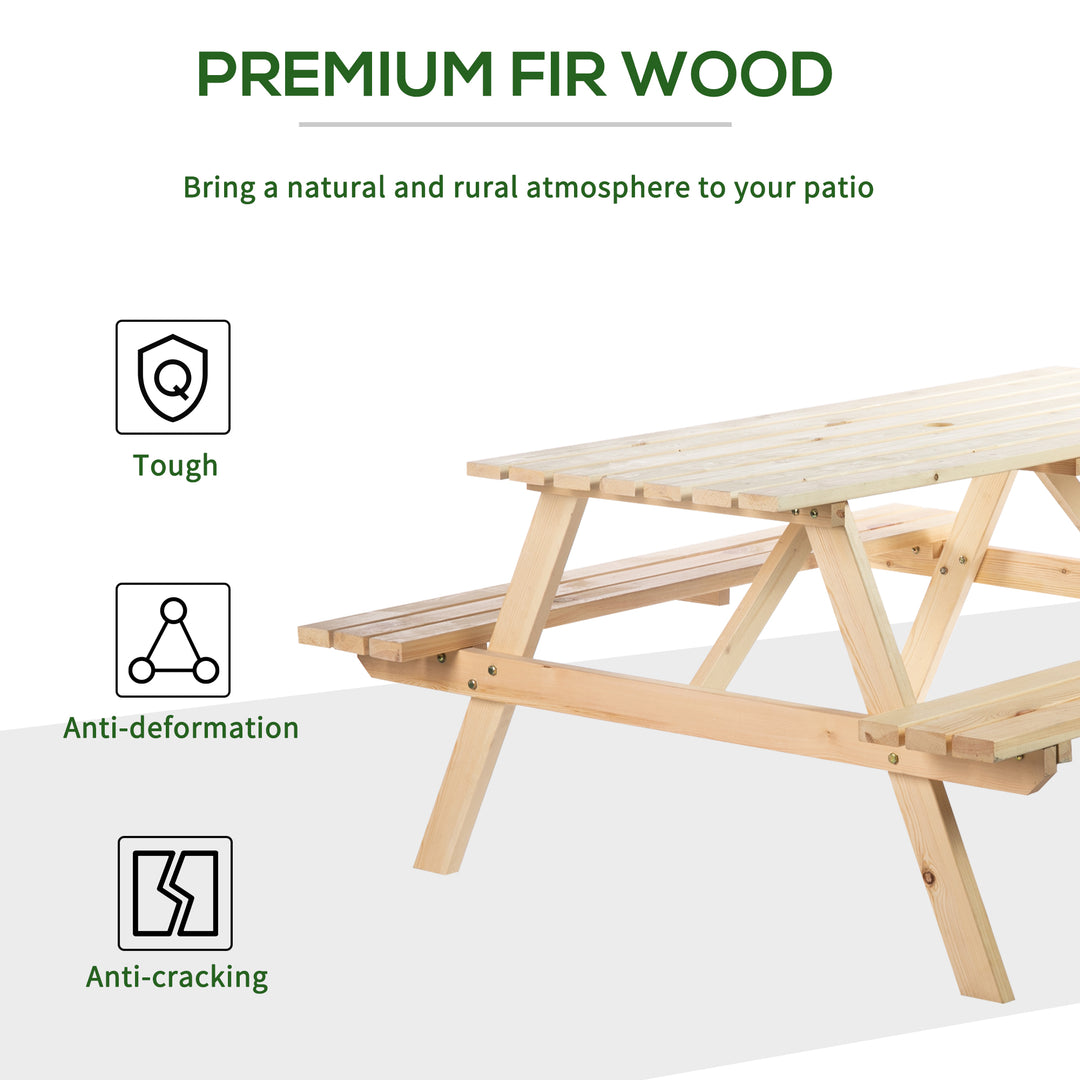 MCL 6 Seater Wooden Picnic Table Bench for Outdoor Garden or Patio with Parasol Cutout 150 cm Natural Wood Finish
