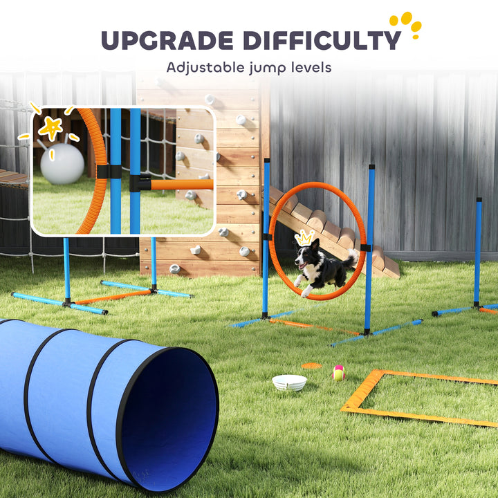 Dog Agility Equipment, 8PCS Agility Training Set with Tunnel, Weave Po