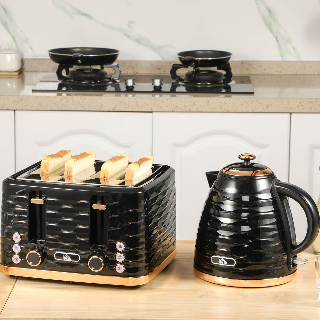 Kettle and Toaster Sets, 3000W 1.7L Rapid Boil Kettle &amp; 4 Slice Toaster with 7 Browning Controls, Defrost, Reheat and Crumb Tray, UK Otter thermostat