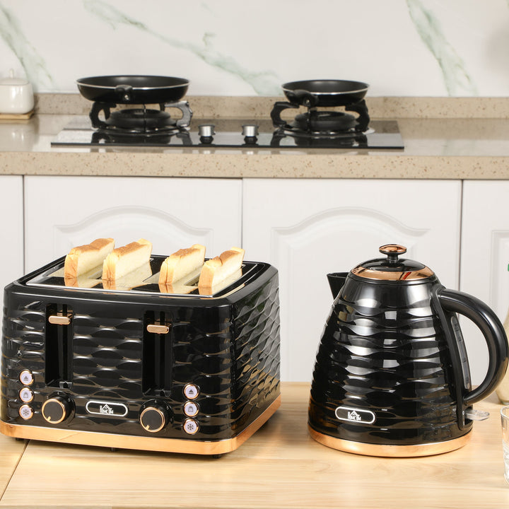 Kettle and Toaster Sets, 3000W 1.7L Rapid Boil Kettle &amp; 4 Slice Toaster with 7 Browning Controls, Defrost, Reheat and Crumb Tray, UK Otter thermostat