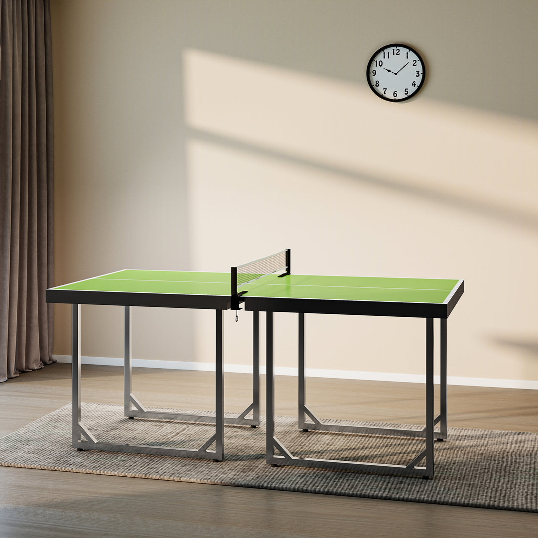 HOMCOM 6ft Table Tennis Table, Ping Pong Table with Net, Foldable and Portable Ping Pong Set for Indoor Outdoor Use, Easy Assemble, Midsize, Green