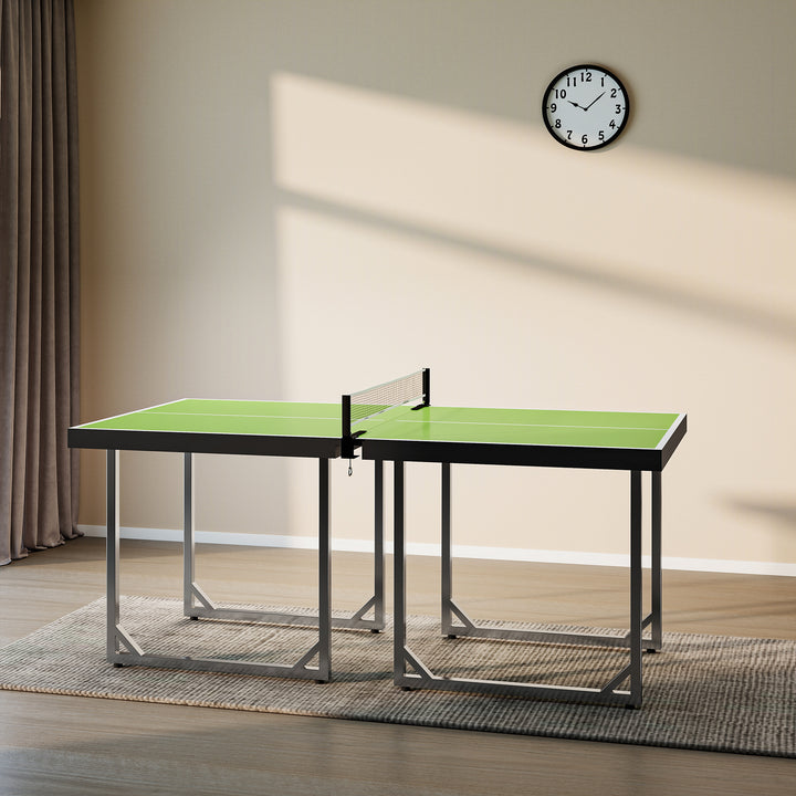 HOMCOM 6ft Table Tennis Table, Ping Pong Table with Net, Foldable and Portable Ping Pong Set for Indoor Outdoor Use, Easy Assemble, Midsize, Green