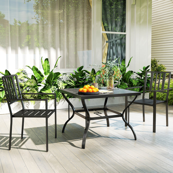 Set of Two Minimal Metal Garden Chairs - Black