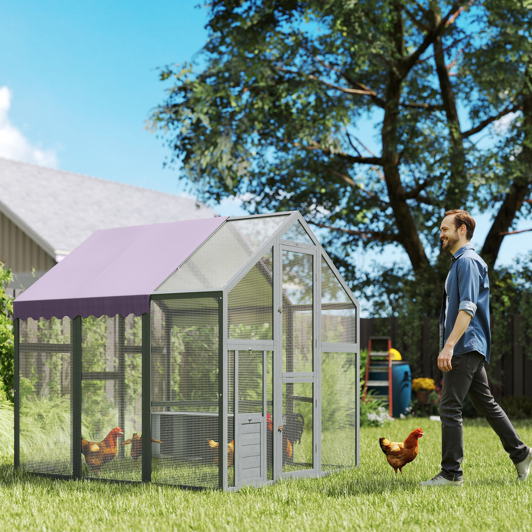 MCL Large Walk In Chicken Run with Waterproof & Anti-UV Cover, for 6-8 Chickens, for Garden, Farm, 5.5' x 6' x 6'