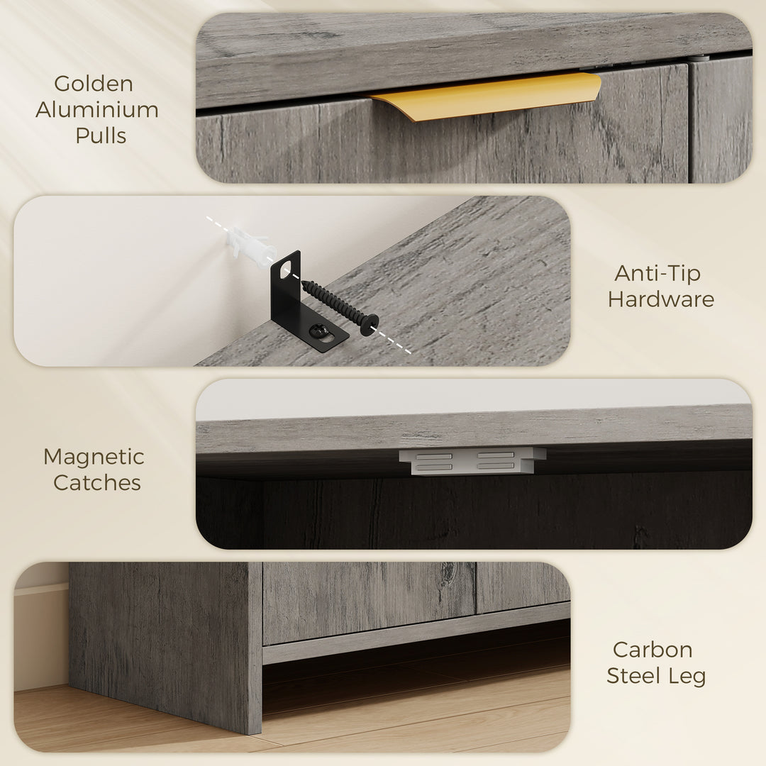 Sideboard Cabinet, Modern Storage Cabinet with 3 Doors and Adjustable 