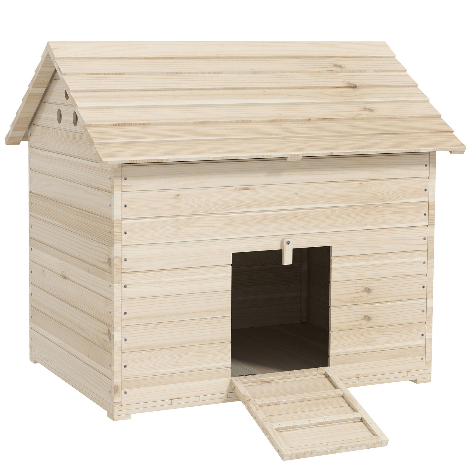 Wooden Duck House Poultry Coop for 2-4 Ducks with Openable Roof Raised Feet Air Holes Natural