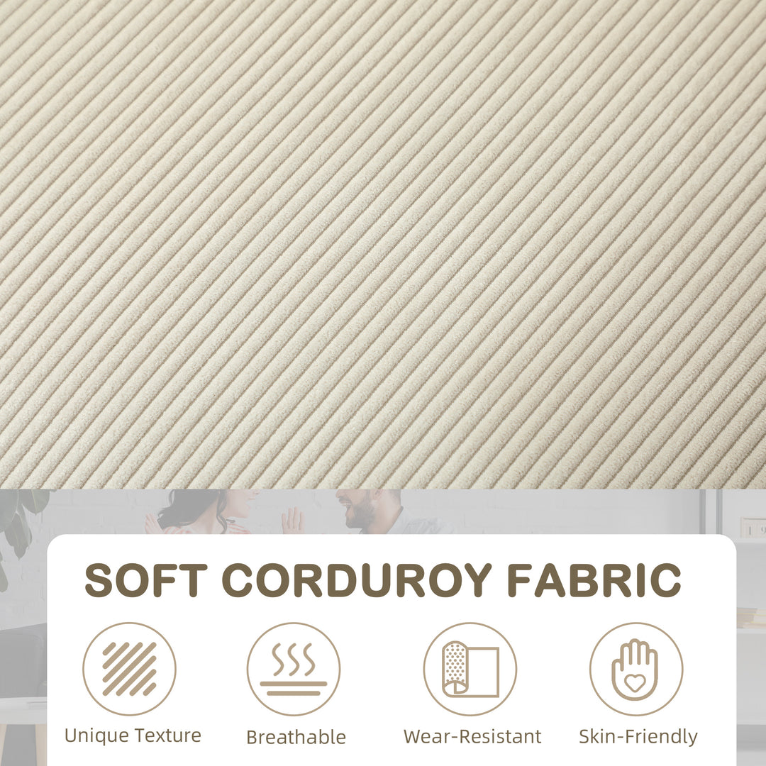 Three-Seater Corduroy Sofa - Cream White