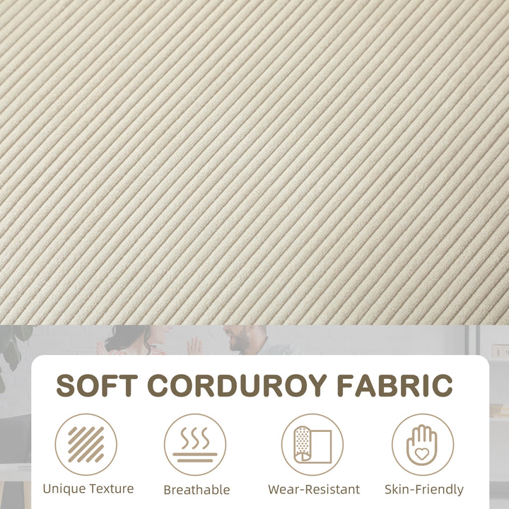 Three-Seater Corduroy Sofa - Cream White