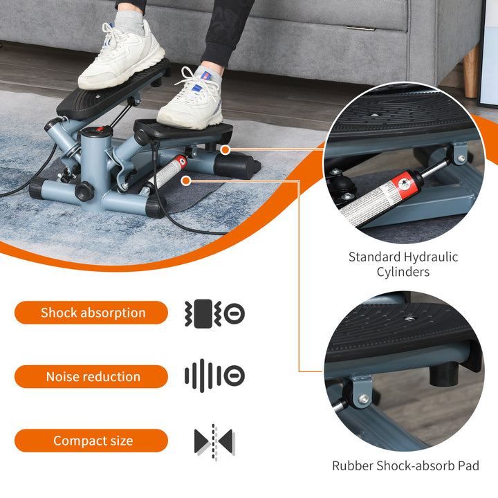 MCL Mini Stepper Step Machine with Resistance Bands and Cushion Mat for Leg Arm Full Body Training Fitness Stair Stepper