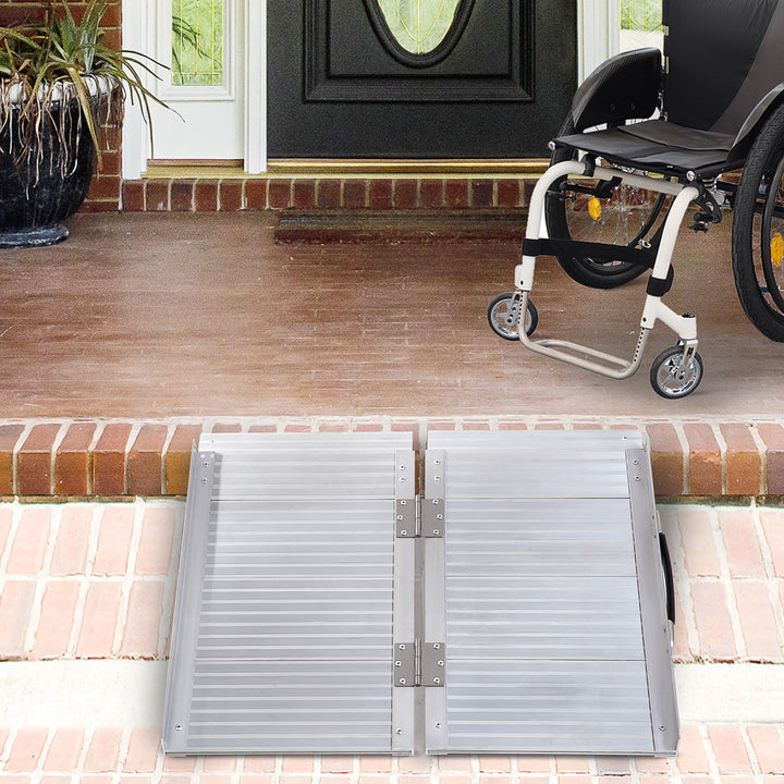 MCL 2ft Folding Aluminum Wheelchair Ramp Scooter Portable Mobility Assist Suitcase Access Aid Disabled
