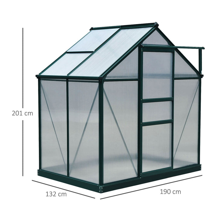 Outsunny Clear Polycarbonate Greenhouse Large Walk-In Green House Garden Plants Grow Galvanized Base Aluminium w/ Slide Door (6ft x 4ft) | Aosom UK