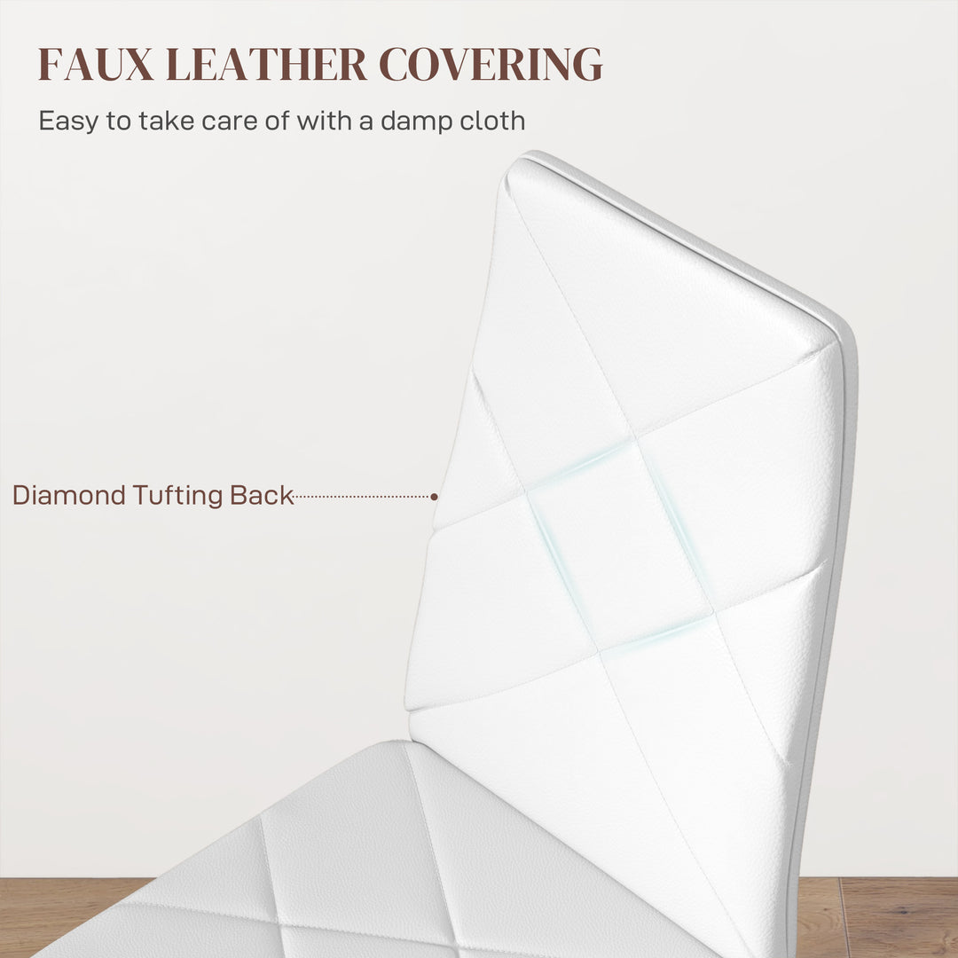 Set of 6 Faux Leather Dining Chairs - White