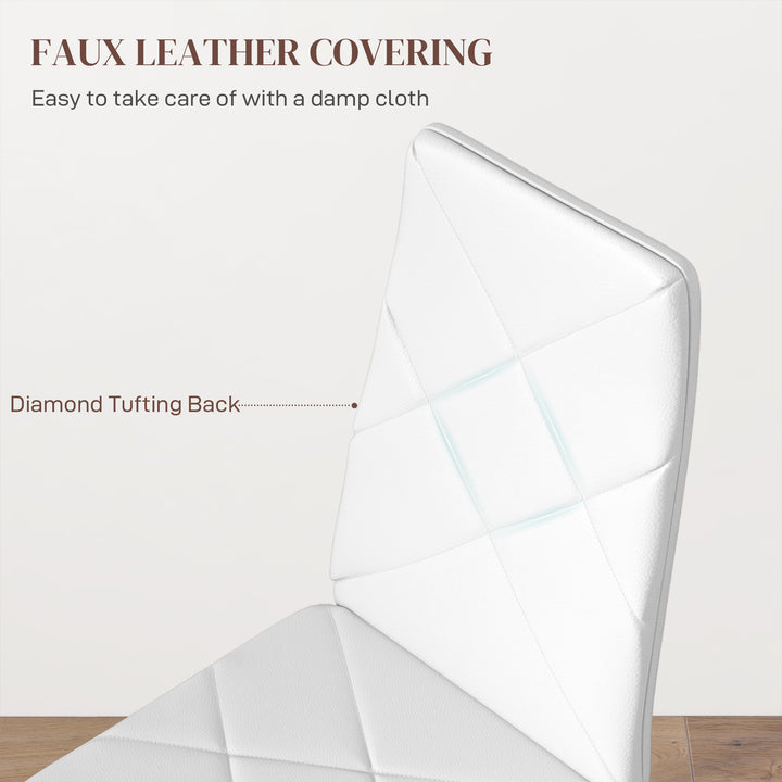 Set of 6 Faux Leather Dining Chairs - White