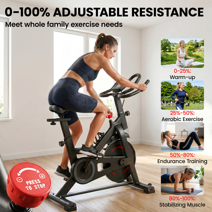 Exercise Bike, Indoor Stationary Bike with Smart APP, 0-100% Magnetic 