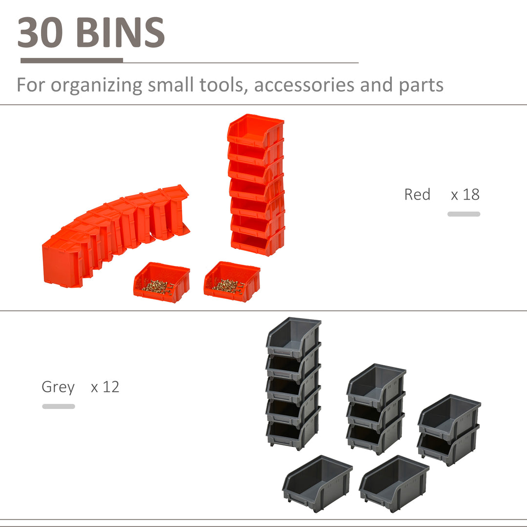 30 Cubbie On-Wall Storage Board Tool Screw Organiser Garage Workshop DIY Container w/ Screw Kit Tool Equipment Tidy