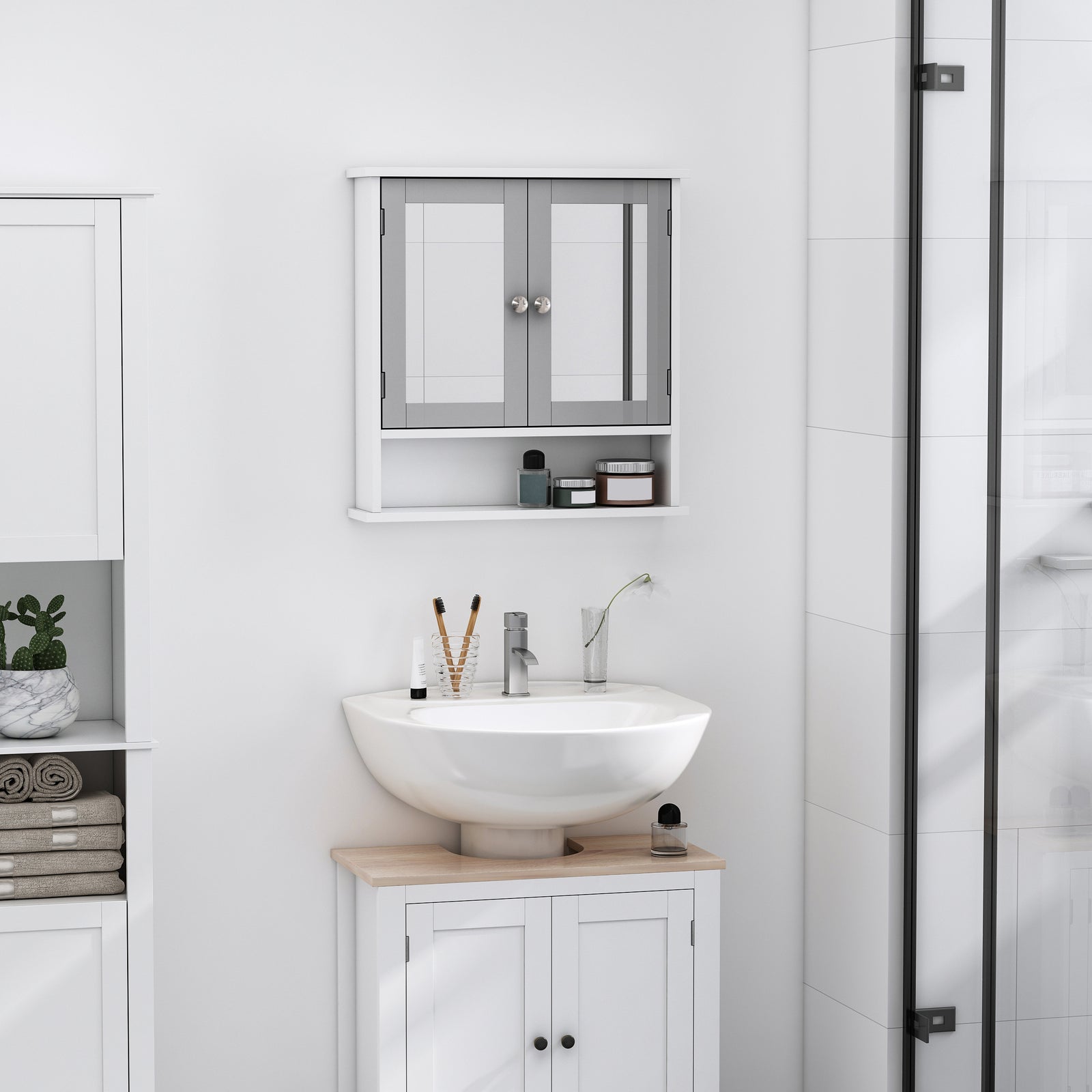 Bathroom Wall Storage Cabinet - Grey