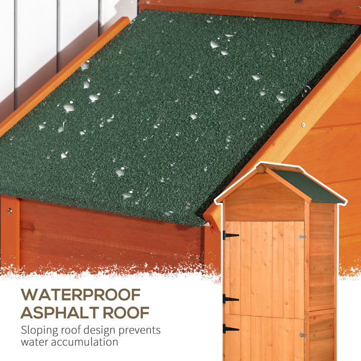 MCL Wooden Outdoor Storage Shed, Compact Utility Outdoor Tool Shed with Lockable Double Doors and Shelves, Orange