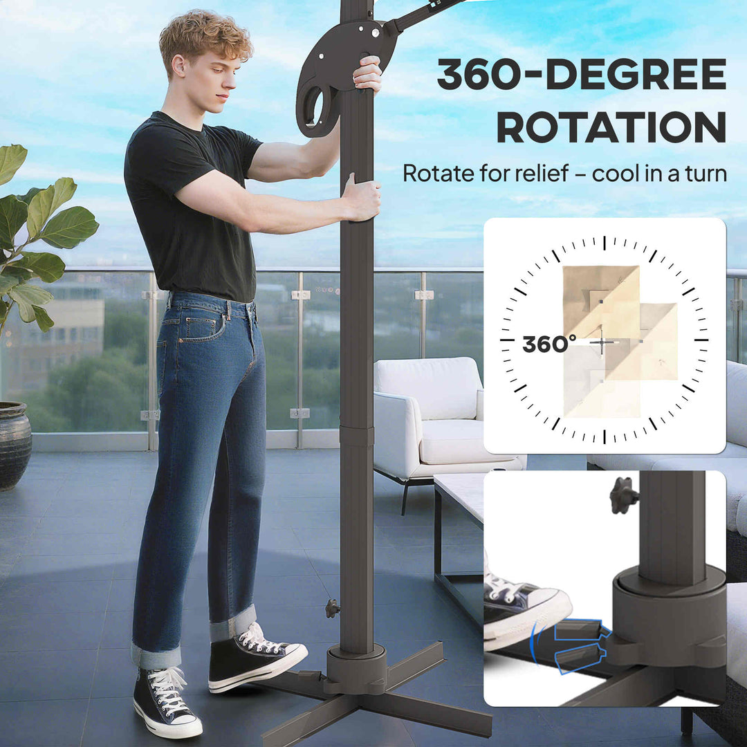 MCL 3 x 3(m) Aluminium Sun Square Canopy Top w/ Adjustable Pole Angle Khaki