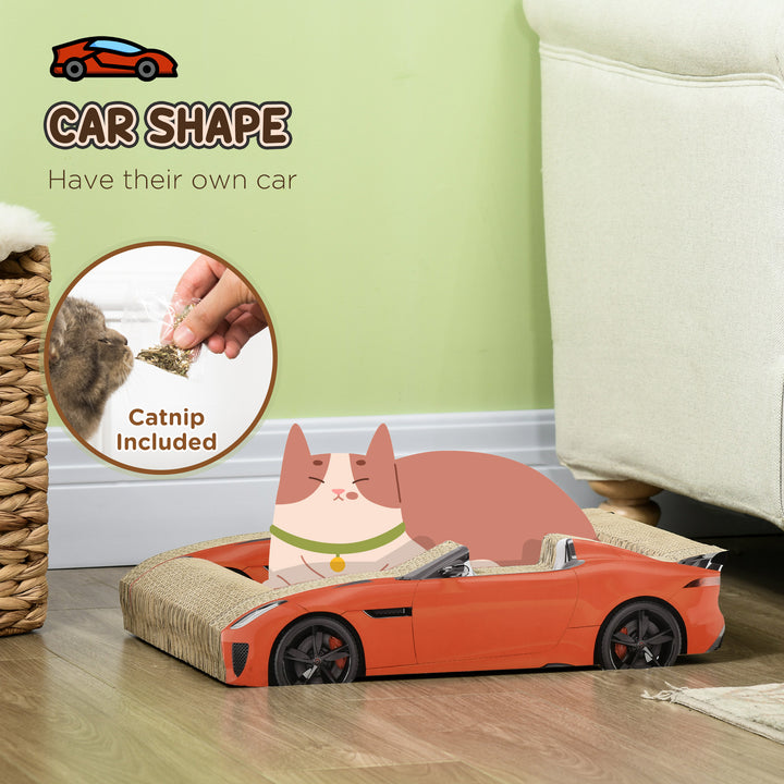 PawHut 2 in 1 Cat Scratching Board with Catnip, Car-shaped