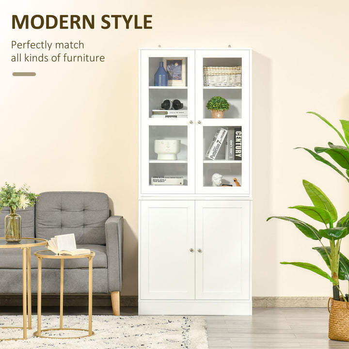 HOMCOM Modern Bookcase with Doors, Display Storage Cabinet with Adjustable Shelves for Living Room, Study, Office, White | Aosom UK