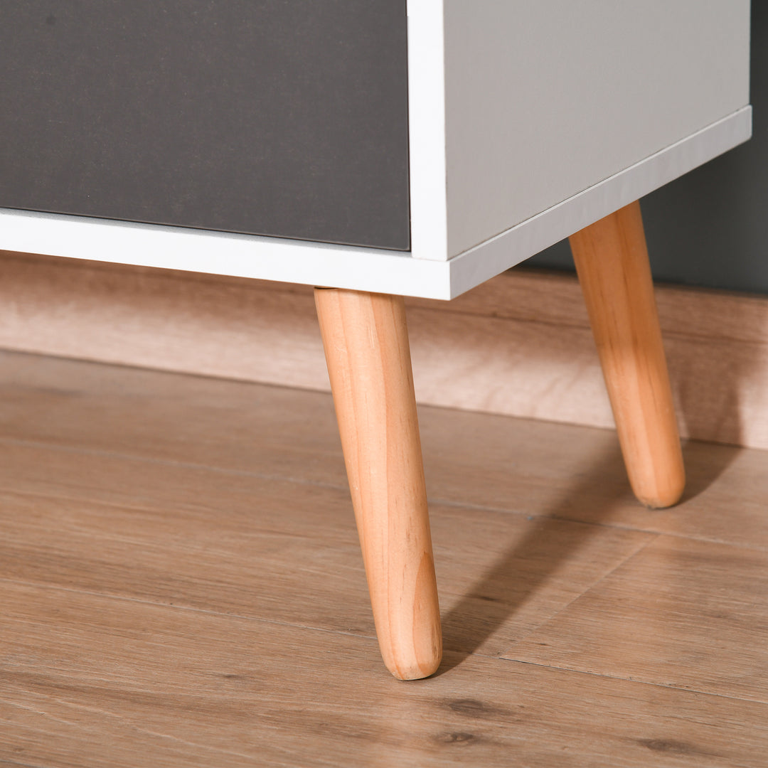 MCL Sideboard Floor Cabinet Storage Cupboard with Drawer and Solid Wood Legs for Bedroom, Living Room, Entryway, Grey