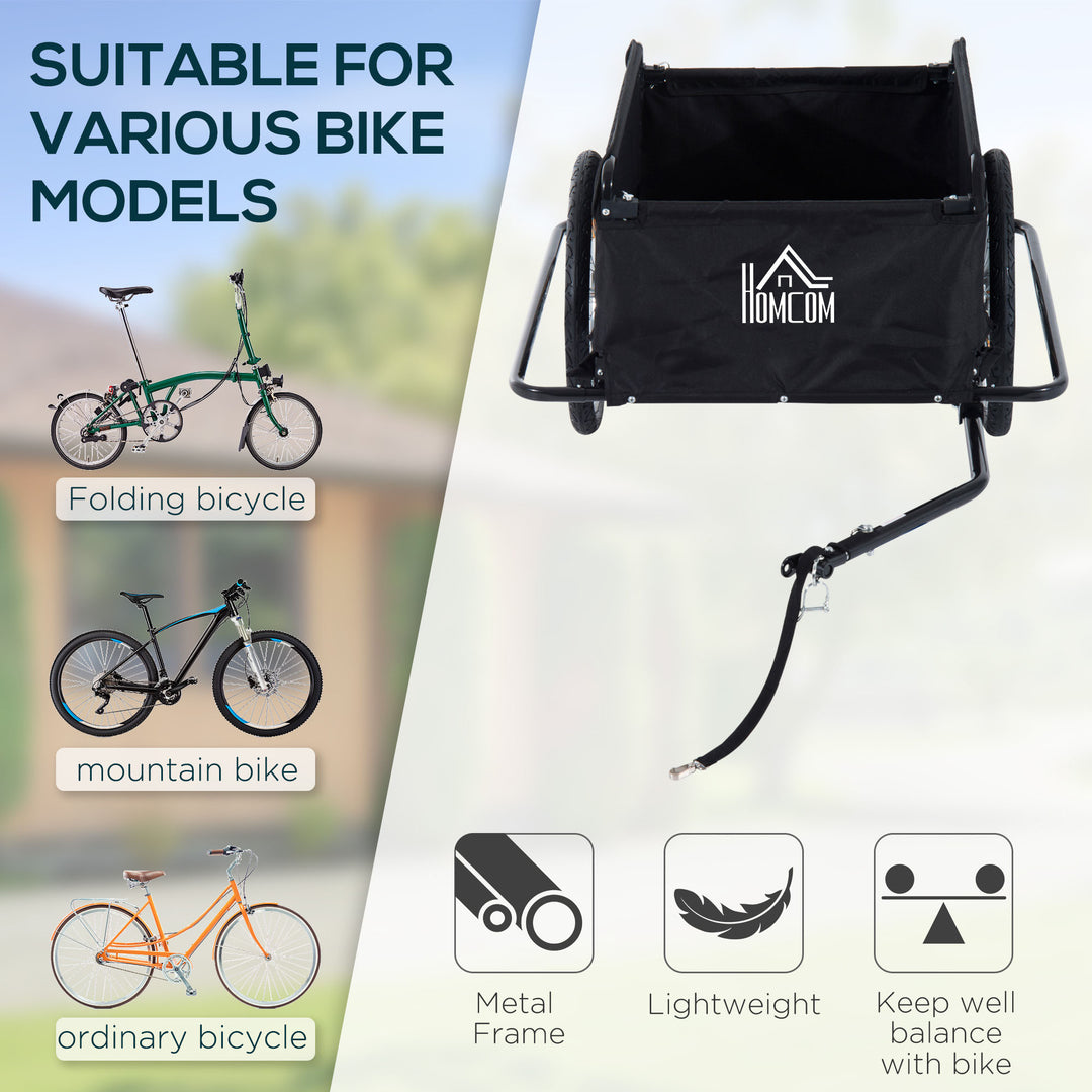 Two-Wheel Bicycle Large Cargo Wagon Trailer Oxford Fabric, Folding Storage, & Removable Cover, Red&Black