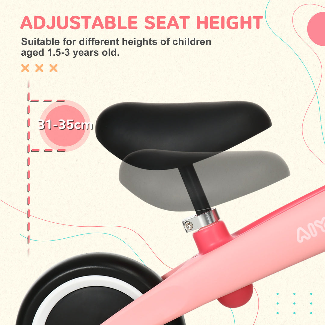 AIYAPLAY Toddler Balance Bike, Adjustable Seat Height, Lightweight Frame for Easy Control, Ideal for 1.5 - 3 Years Old, Pink | Aosom UK