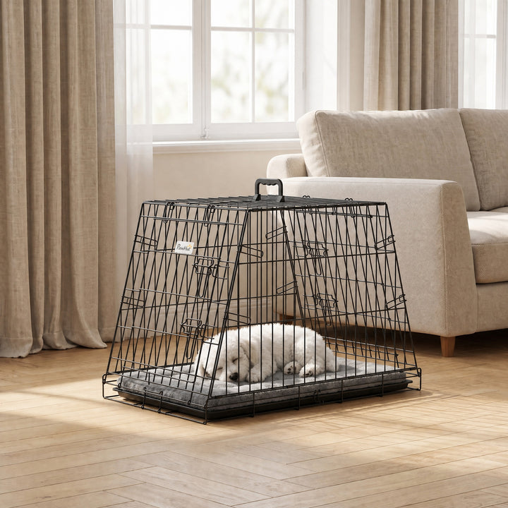 30"(76 cm) Car Dog Crate Collapsible Slanted Travel Small Dog Cage wit