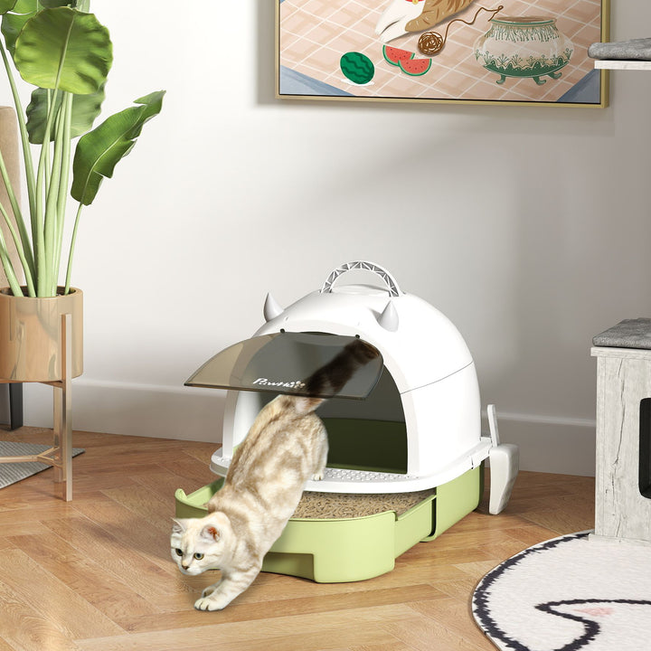 Enclosed Cat Litter Box w/ Pull-Out Drawer, Scoop, Deodorising Bags fo