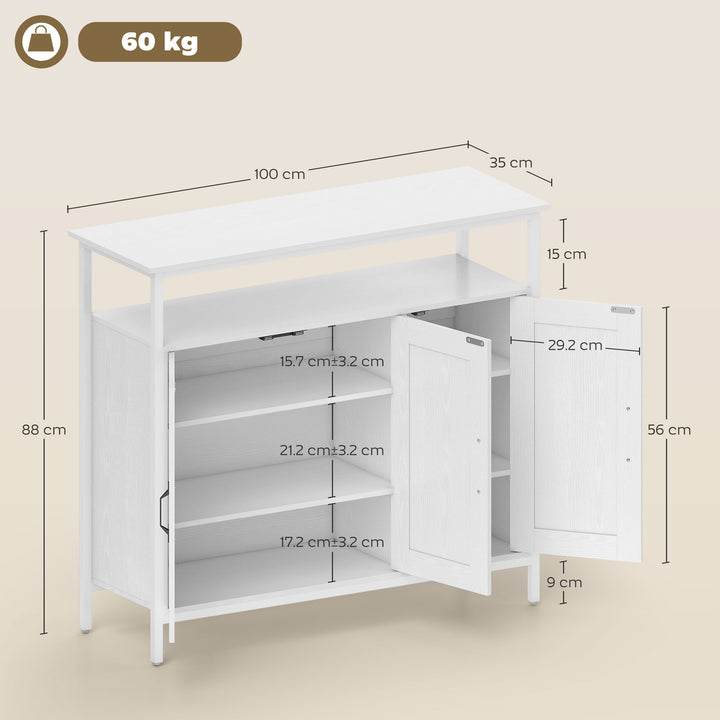 Industrial Kitchen Sideboard with Open Shelf, 2 Cabinets, Adjustable S