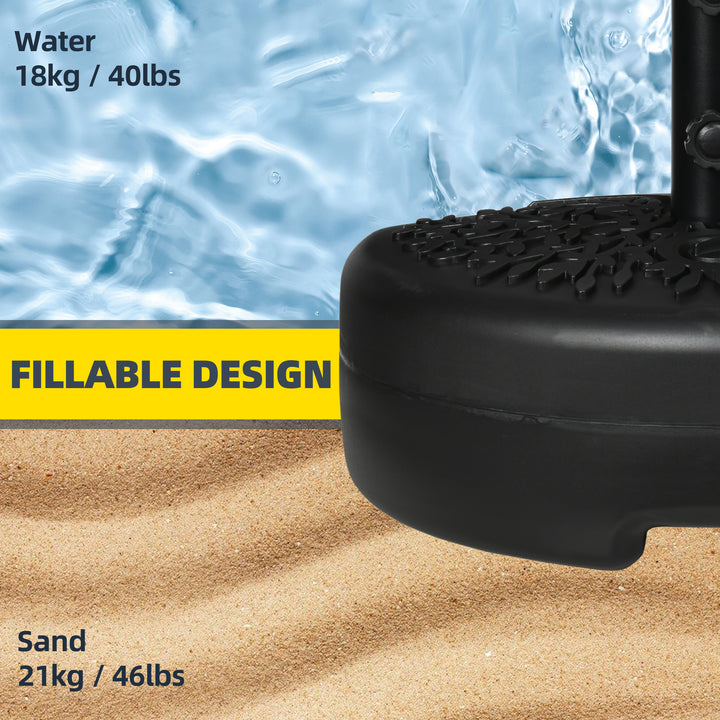 Water/Sand Fillable Half Parasol Umbrella Base - Black