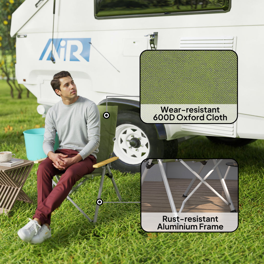 Portable Padded Camping Chair, with Bag - Green