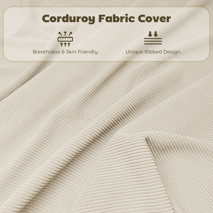 Set of Four Folding Corduroy Seat Chairs, Cream