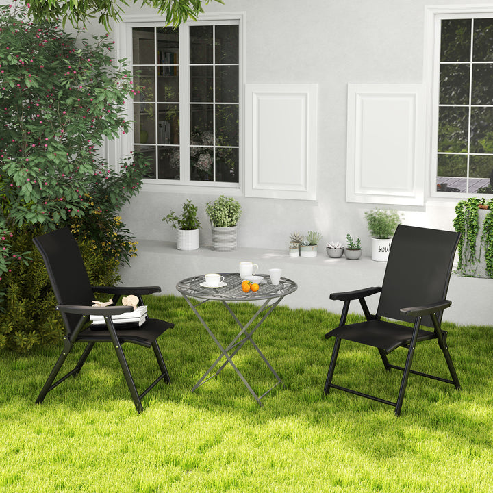 Set of Two Folding Outdoor Chairs - Black