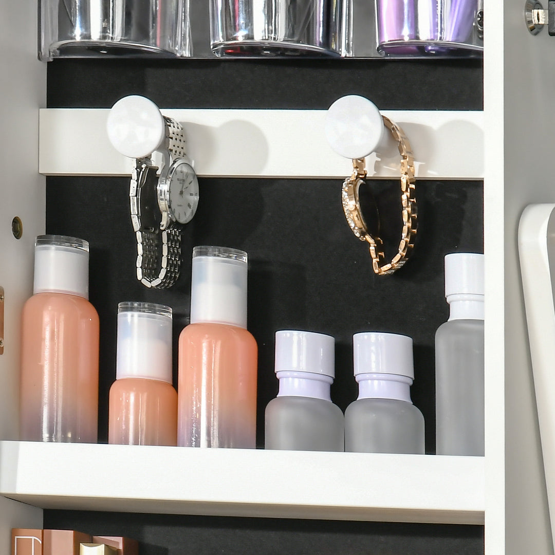 MCL Jewellery Cabinet with LED Light, Lockable Jewellery Organiser with Full-Length Mirror for Bedroom Dressing Room, White